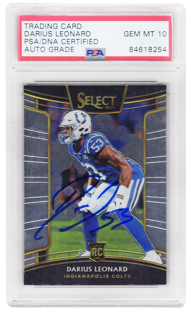 Darius Leonard Signed Indianapolis Colts 2018 Panini Select Football Rookie Card #5 (PSA Encapsulated - Auto Grade 10) - LEOCAR300 - Darius Leonard Signed Indianapolis Colts 2018 Panini Select Football Rookie Card #5 (PSA Encapsulated - Auto Grade 10) product image