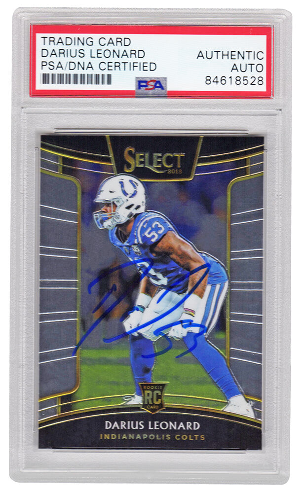 Darius Leonard Signed Indianapolis Colts 2018 Panini Select Football Rookie Card #5 (PSA Encapsulated) - LEOCAR301 - Darius Leonard Signed Indianapolis Colts 2018 Panini Select Football Rookie Card #5 (PSA Encapsulated) product image