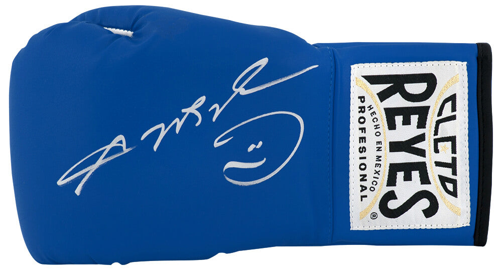 Sugar Ray Leonard Signed Cleto Reyes Blue Boxing Glove - LEOGLV505 - Sugar Ray Leonard Signed Cleto Reyes Blue Boxing Glove product image
