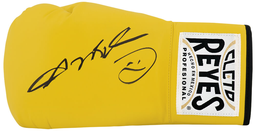 Sugar Ray Leonard Signed Cleto Reyes Yellow Boxing Glove - LEOGLV506 - Sugar Ray Leonard Signed Cleto Reyes Yellow Boxing Glove product image