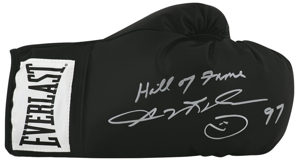 Sugar Ray Leonard Signed Everlast Black Boxing Glove w/Hall of Fame 97 - LEOGLV509 - Sugar Ray Leonard Signed Everlast Black Boxing Glove w/Hall of Fame 97 product image