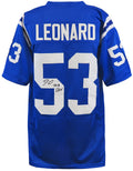 Darius Leonard Signed Blue Custom Football Jersey w/2018 DROY - LEOJRY302 - Darius Leonard Signed Blue Custom Football Jersey w/2018 DROY product image