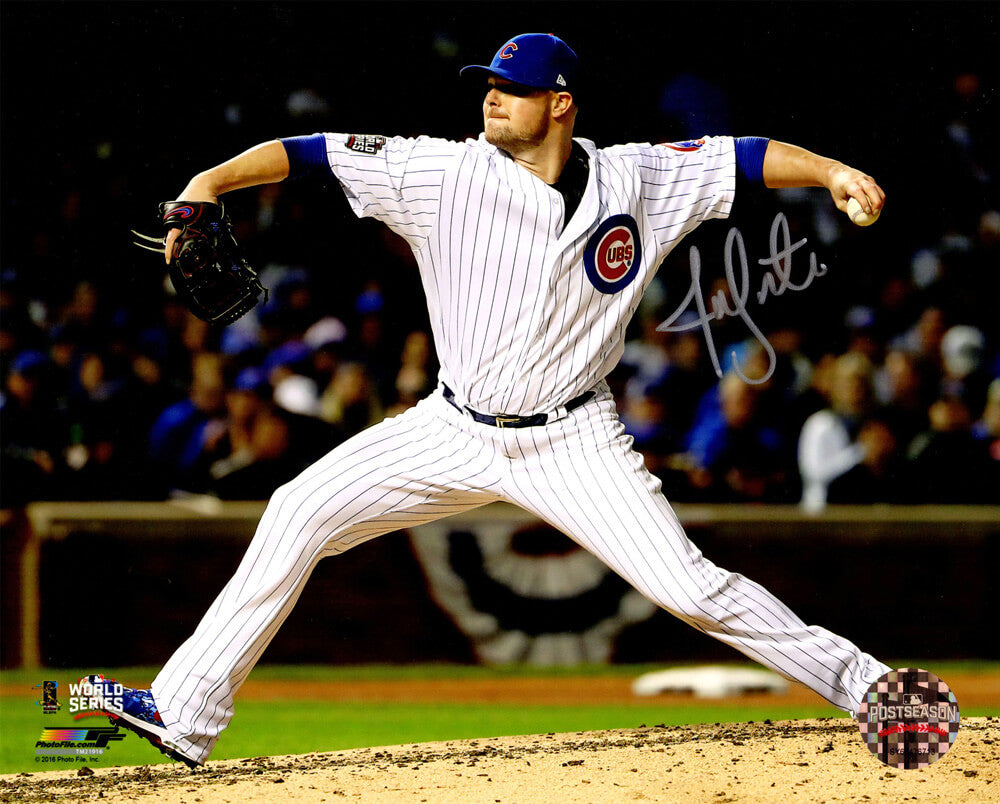 Jon Lester Signed Chicago Cubs 2016 World Series Action 8x10 Photo - LES08P101 - Jon Lester Signed Chicago Cubs 2016 World Series Action 8x10 Photo product image