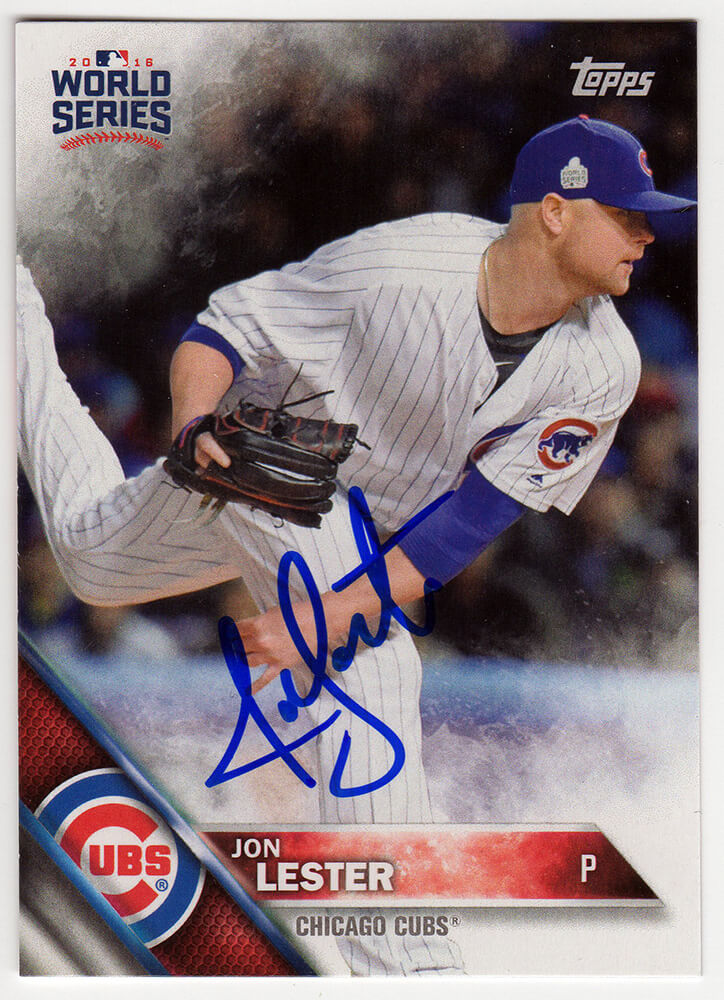 Jon Lester Signed Chicago Cubs 2016 Topps World Series Champions Baseball Card #WS17 - LESCAR101 - Jon Lester Signed Chicago Cubs 2016 Topps World Series Champions Baseball Card #WS17 product image