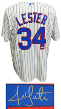 Jon Lester Signed Chicago Cubs White Pinstripe Majestic Replica Jersey - LESJRY100 - Jon Lester Signed Chicago Cubs White Pinstripe Majestic Replica Jersey product image