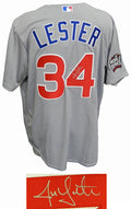 Jon Lester Signed Chicago Cubs Grey 2016 World Series Sleeve Patch Majestic Jersey - LESJRY104 - Jon Lester Signed Chicago Cubs Grey 2016 World Series Sleeve Patch Majestic Jersey product image