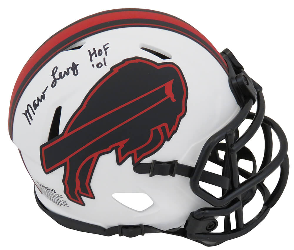 Marv Levy Signed Buffalo Bills Lunar Eclipse White Matte Riddell Speed Mini Helmet w/HOF'01 - LEVMIN304 - Marv Levy Signed Buffalo Bills Lunar Eclipse White Matte Riddell Speed Mini Helmet w/HOF'01 product image