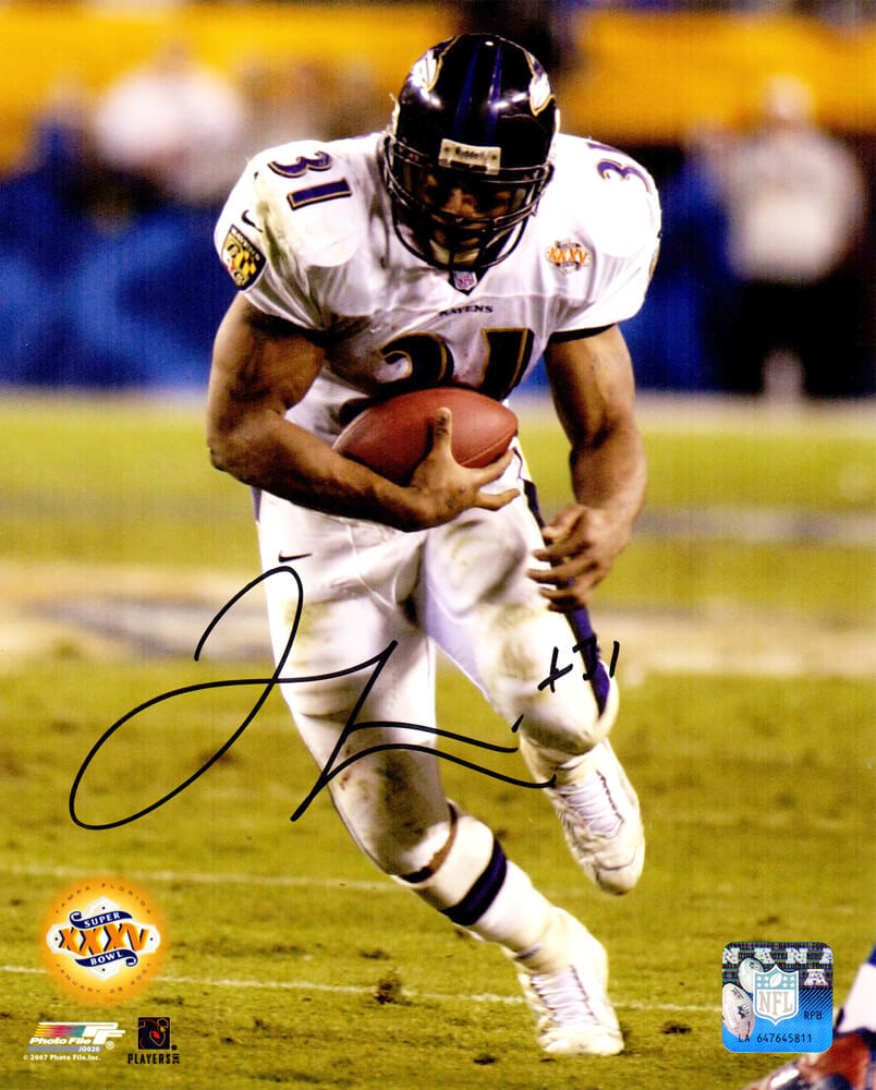 Jamal Lewis Signed Baltimore Ravens Super Bowl XXXV Action 8x10 Photo - LEW08P302 - Jamal Lewis Signed Baltimore Ravens Super Bowl XXXV Action 8x10 Photo product image