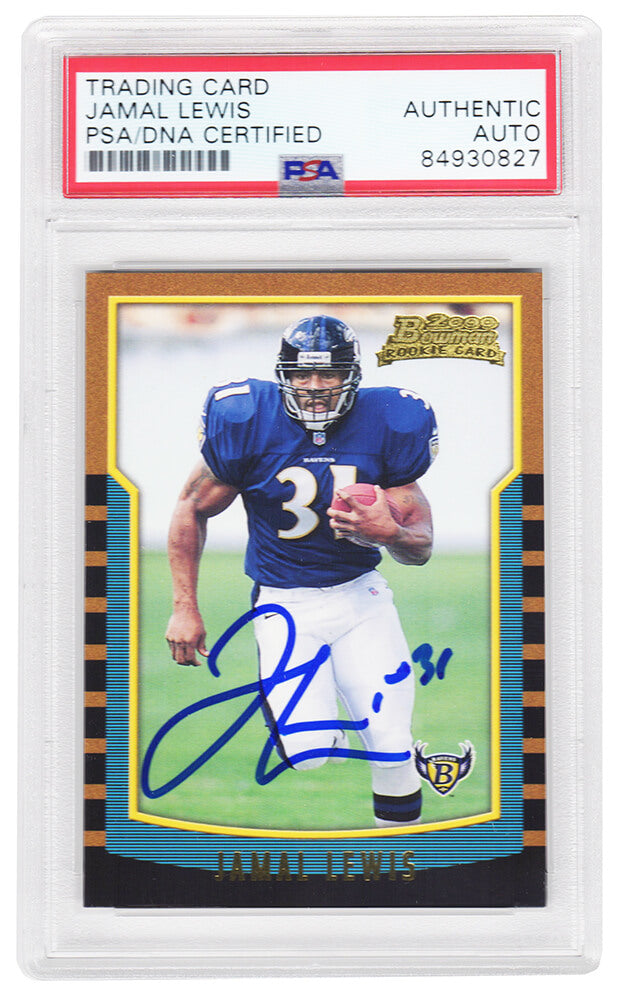 Jamal Lewis Signed Baltimore Ravens 2000 Bowman Rookie Card #170 - (PSA Encapsulated) - LEWCAR305 - Jamal Lewis Signed Baltimore Ravens 2000 Bowman Rookie Card #170 - (PSA Encapsulated) product image
