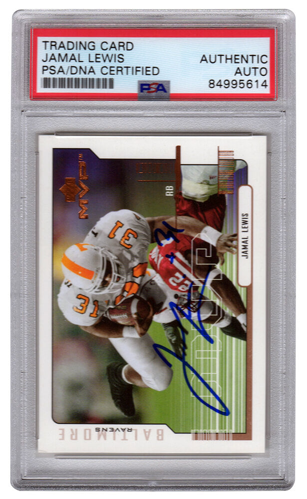 Jamal Lewis Signed 2000 Upper Deck MVP Rookie Football Trading Card #207 - (PSA Encapsulated) - LEWCAR306 - Jamal Lewis Signed 2000 Upper Deck MVP Rookie Football Trading Card #207 - (PSA Encapsulated) product image