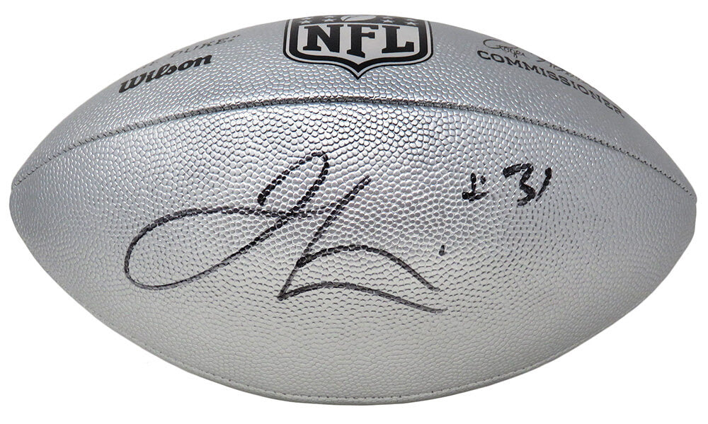 Jamal Lewis Signed Wilson Duke Silver Metallic NFL Full Size Replica Football - LEWFTB314 - Jamal Lewis Signed Wilson Duke Silver Metallic NFL Full Size Replica Football product image