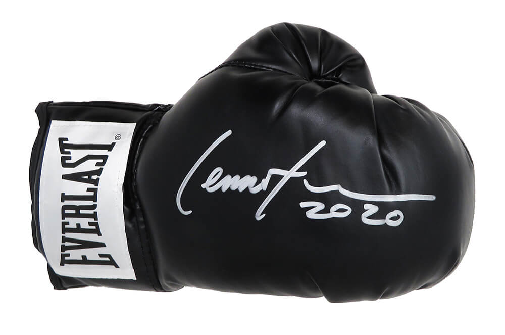 Lennox Lewis Signed Everlast Black Boxing Glove - LEWGLV503 - Lennox Lewis Signed Everlast Black Boxing Glove product image