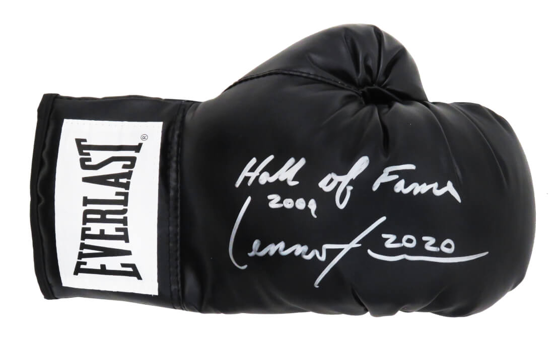 Lennox Lewis Signed Everlast Black Boxing Glove w/Hall of Fame 2009 - LEWGLV504 - Lennox Lewis Signed Everlast Black Boxing Glove w/Hall of Fame 2009 product image