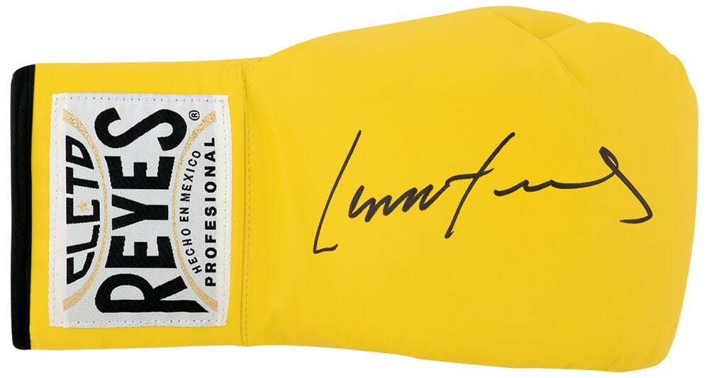 Lennox Lewis Signed Clete Reyes Yellow Boxing Glove - LEWGLV508 - Lennox Lewis Signed Clete Reyes Yellow Boxing Glove product image