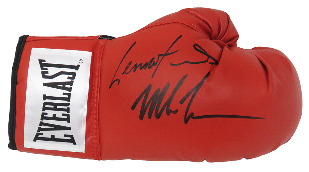 Mike Tyson & Lennox Lewis Dual Signed Everlast Red Boxing Glove - LEWGLV510 - Mike Tyson & Lennox Lewis Dual Signed Everlast Red Boxing Glove product image