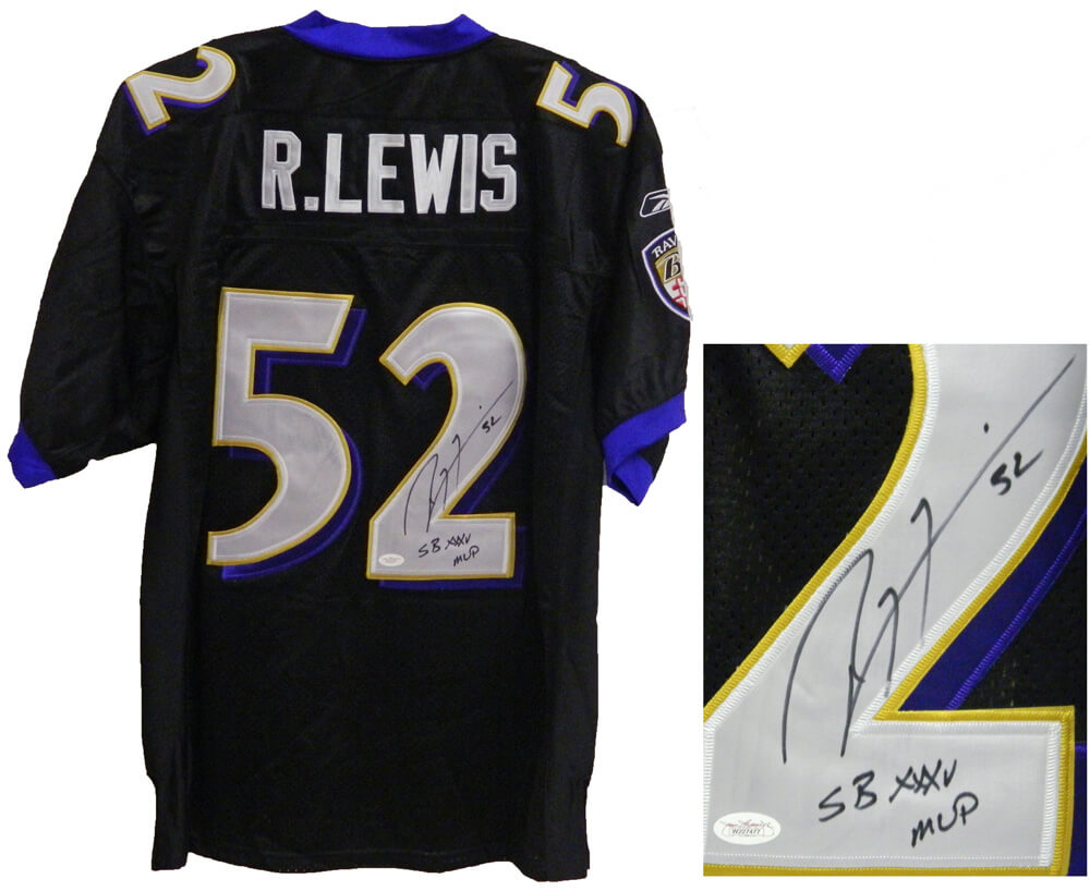 Ray Lewis Signed Ravens Reebok Black Jersey w/SB XXXV MVP - LEWJRY302 - Ray Lewis Signed Ravens Reebok Black Jersey w/SB XXXV MVP product image