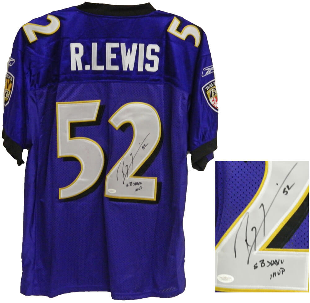 Ray Lewis Signed Ravens Reebok Purple Jersey w/SB XXXV MVP - LEWJRY303 - Ray Lewis Signed Ravens Reebok Purple Jersey w/SB XXXV MVP product image