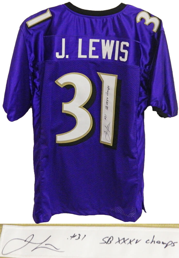 Jamal Lewis Signed Purple Custom Jersey w/SB XXXV Champs - LEWJRY304 - Jamal Lewis Signed Purple Custom Jersey w/SB XXXV Champs product image