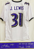 Jamal Lewis Signed White and Purple Custom Jersey w/SB XXXV Champs, 103 Yds 1 TD - LEWJRY305 - Jamal Lewis Signed White and Purple Custom Jersey w/SB XXXV Champs, 103 Yds 1 TD product image