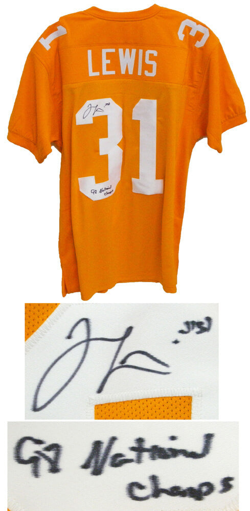 Jamal Lewis Signed Orange Custom Jersey w/98 National Champs - LEWJRY307 - Jamal Lewis Signed Orange Custom Jersey w/98 National Champs product image