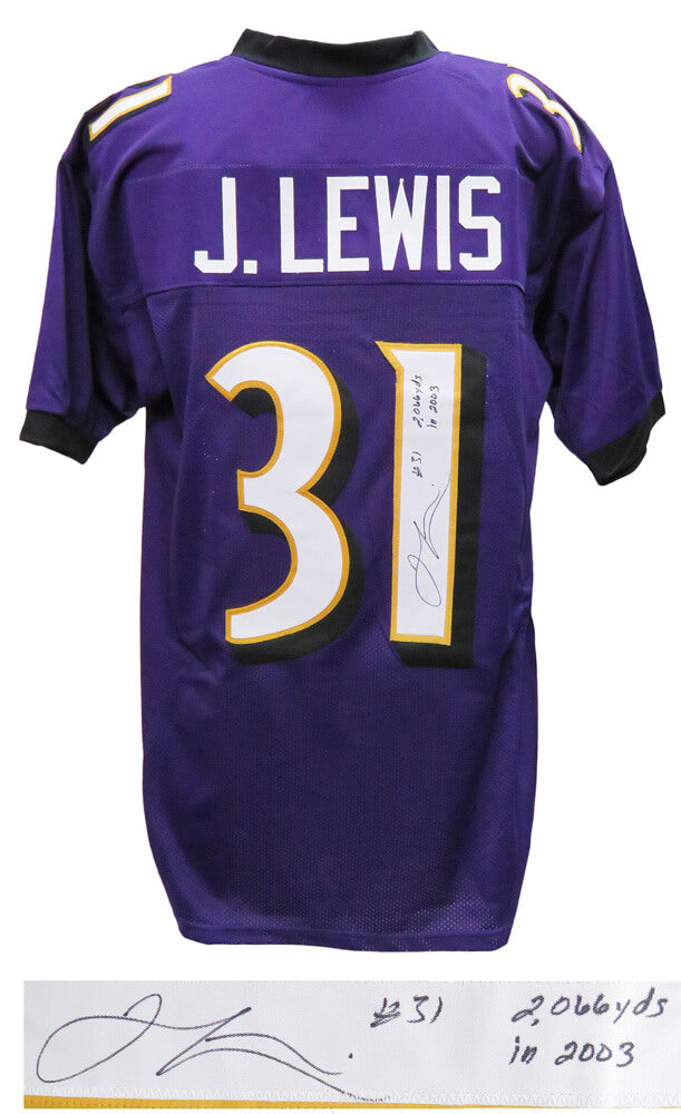 Jamal Lewis Signed Purple Custom Football Jersey w/2,066 Yds 2003 - LEWJRY321 - Jamal Lewis Signed Purple Custom Football Jersey w/2,066 Yds 2003 product image