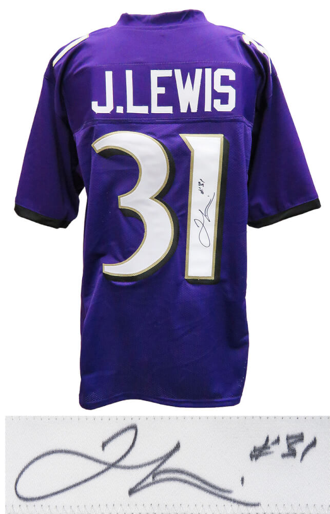 Jamal Lewis Signed Purple Custom Jersey - LEWJRY324 - Jamal Lewis Signed Purple Custom Jersey product image
