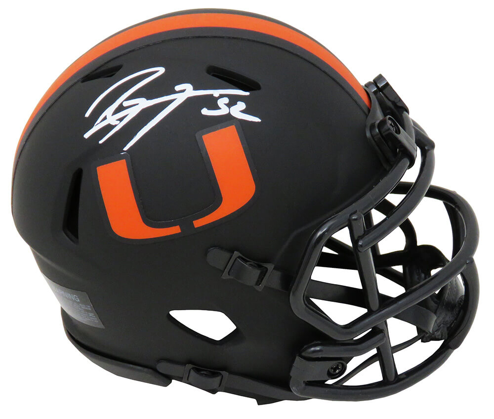 Ray Lewis Signed Miami Hurricanes Eclipse Black Matte Riddell Speed Mini Helmet - LEWMIN307 - Ray Lewis Signed Miami Hurricanes Eclipse Black Matte Riddell Speed Mini Helmet product image