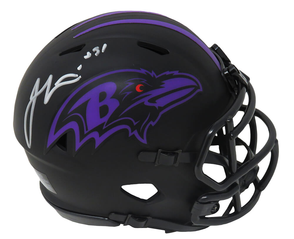 Jamal Lewis Signed Baltimore Ravens Eclipse Black Matte Riddell Speed Mini Helmet - LEWMIN313 - Jamal Lewis Signed Baltimore Ravens Eclipse Black Matte Riddell Speed Mini Helmet product image