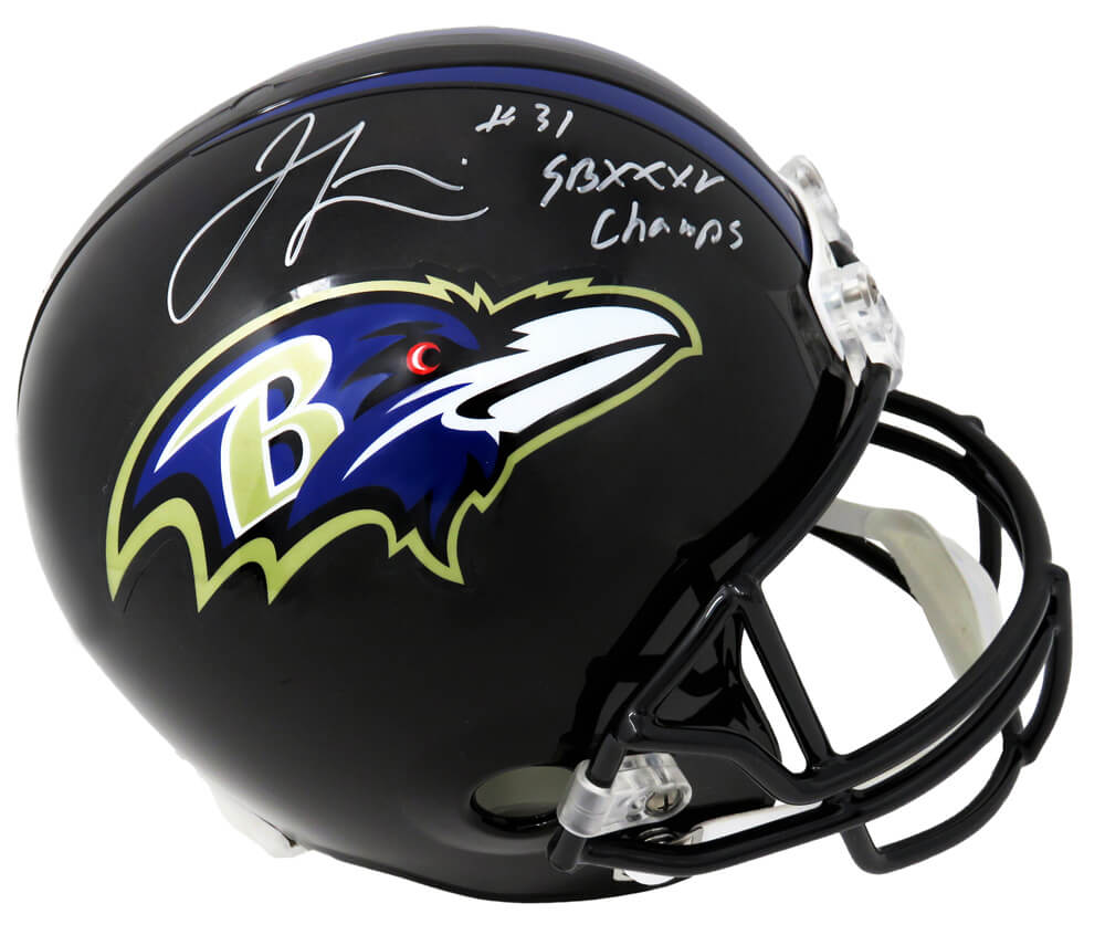 Jamal Lewis Signed Baltimore Ravens Riddell Full-Size Replica Helmet w/SB XXXV Champs - LEWREP305 - Jamal Lewis Signed Baltimore Ravens Riddell Full-Size Replica Helmet w/SB XXXV Champs product image