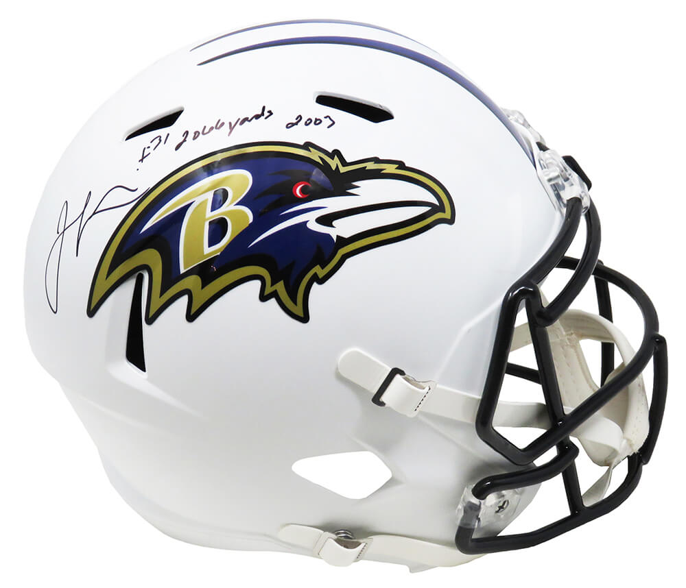 Jamal Lewis Signed Baltimore Ravens Flat White Matte Riddell Full Size Speed Replica Helmet w/2066 Yds 2003 - LEWREP308 - Jamal Lewis Signed Baltimore Ravens Flat White Matte Riddell Full Size Speed Replica Helmet w/2066 Yds 2003 product image