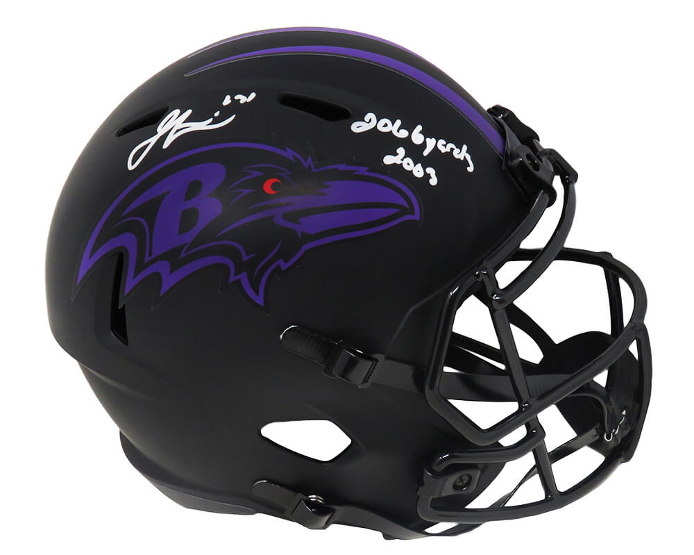 Jamal Lewis Signed Baltimore Ravens Eclips Black Matte Riddell Full Size Speed Replica Helmet w/2066 Yds 2003 - LEWREP309 - Jamal Lewis Signed Baltimore Ravens Eclips Black Matte Riddell Full Size Speed Replica Helmet w/2066 Yds 2003 product image