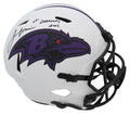 Jamal Lewis Signed Ravens Lunar Eclipse White Matte Riddell Full Size Speed Replica Helmet w/2,066 Yds 2003 - LEWREP333 - Jamal Lewis Signed Ravens Lunar Eclipse White Matte Riddell Full Size Speed Replica Helmet w/2,066 Yds 2003 product image
