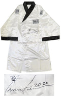 Lennox Lewis Signed Everlast White Boxing Robe - LEWROB500 - Lennox Lewis Signed Everlast White Boxing Robe product image