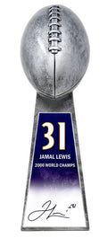 Jamal Lewis Signed Football World Champion 15 Inch Replica Silver Trophy (With #31 Sticker) - LEWTRO302 - Jamal Lewis Signed Football World Champion 15 Inch Replica Silver Trophy (With #31 Sticker) product image