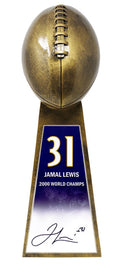 Jamal Lewis Signed Football World Champion 15 Inch Replica Gold Trophy (With #31 Sticker) - LEWTRO303 - Jamal Lewis Signed Football World Champion 15 Inch Replica Gold Trophy (With #31 Sticker) product image