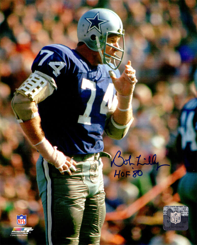 Bob Lilly Signed Dallas Cowboys 8x10 Photo w/HOF'80 - LIL08P300 - Bob Lilly Signed Dallas Cowboys 8x10 Photo w/HOF'80 product image