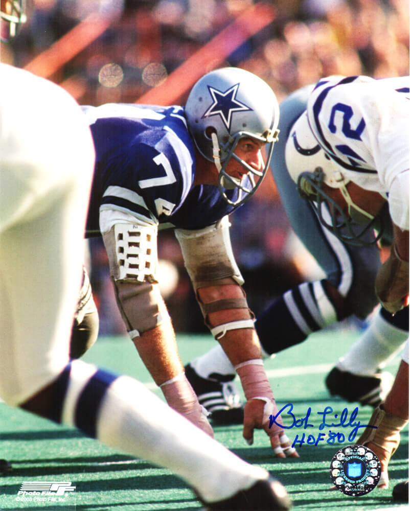 Bob Lilly Signed Dallas Cowboys Stance 8x10 Photo w/HOF'80 - LIL08P301 - Bob Lilly Signed Dallas Cowboys Stance 8x10 Photo w/HOF'80 product image