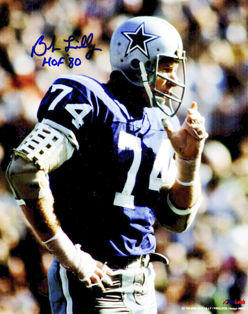 Bob Lilly Signed Cowboys Blue Jersey Close Up 8x10 Photo w/HOF'80 - LIL08P302 - Bob Lilly Signed Cowboys Blue Jersey Close Up 8x10 Photo w/HOF'80 product image