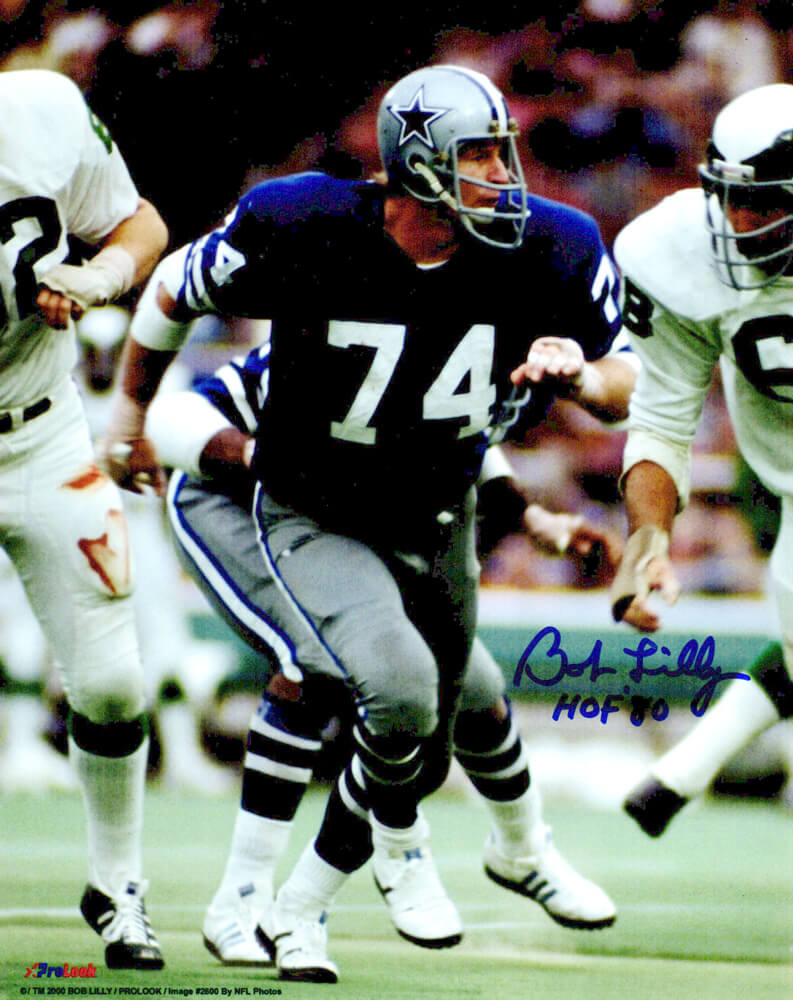 Bob Lilly Signed Dallas Cowboys Blue Jersey Action 8x10 Photo w/HOF'80 - LIL08P303 - Bob Lilly Signed Dallas Cowboys Blue Jersey Action 8x10 Photo w/HOF'80 product image