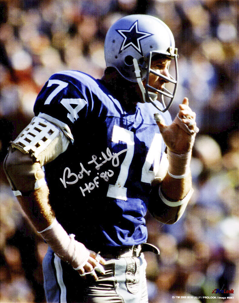 Bob Lilly Signed Dallas Cowboys Navy Jersey 8x10 Photo w/HOF'80 - LIL08P304 - Bob Lilly Signed Dallas Cowboys Navy Jersey 8x10 Photo w/HOF'80 product image