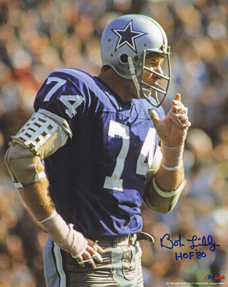 Bob Lilly Signed Cowboys Navy Jersey Close Up Action 8x10 Photo w/HOF'80 - LIL08P306 - Bob Lilly Signed Cowboys Navy Jersey Close Up Action 8x10 Photo w/HOF'80 product image