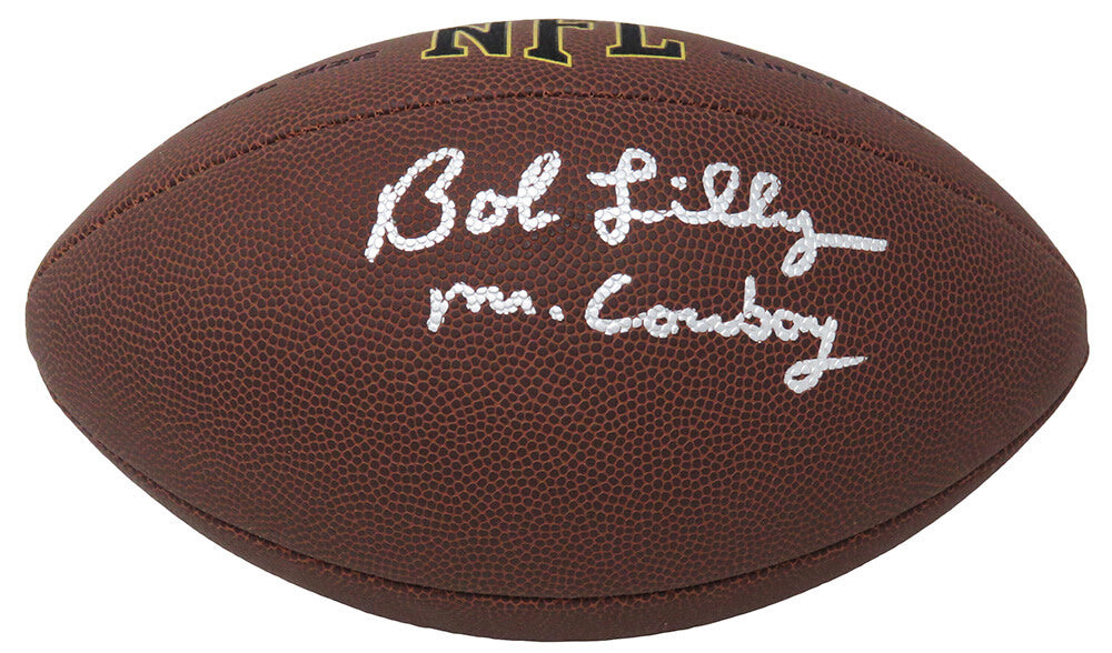 Bob Lilly Signed Wilson Super Grip Full Size NFL Football w/Mr Cowboy - LILFTB307 - Bob Lilly Signed Wilson Super Grip Full Size NFL Football w/Mr Cowboy product image