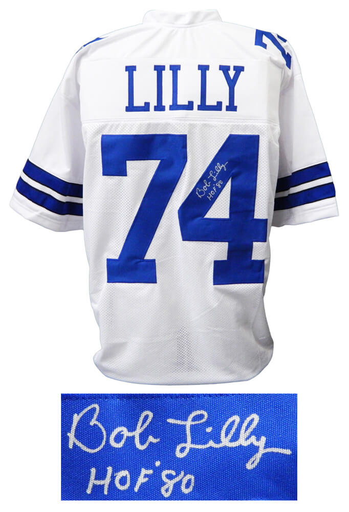 Bob Lilly Signed Navy Custom Football Jersey w/HOF '80 - LILJRY300 - Bob Lilly Signed Navy Custom Football Jersey w/HOF '80 product image