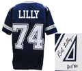 Bob Lilly Signed Navy Throwback Custom Football Jersey w/HOF'80 - LILJRY304 - Bob Lilly Signed Navy Throwback Custom Football Jersey w/HOF'80 product image