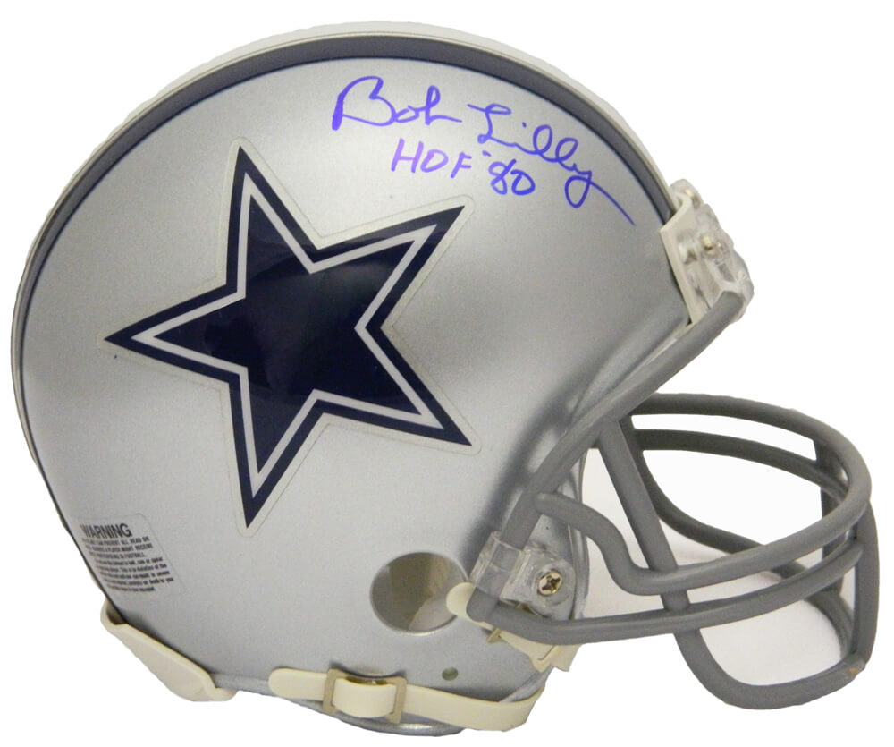 Bob Lilly Signed Cowboys Riddell Replica Mini Helmet w/HOF'80 - LILMIN300 - Bob Lilly Signed Cowboys Riddell Replica Mini Helmet w/HOF'80 product image