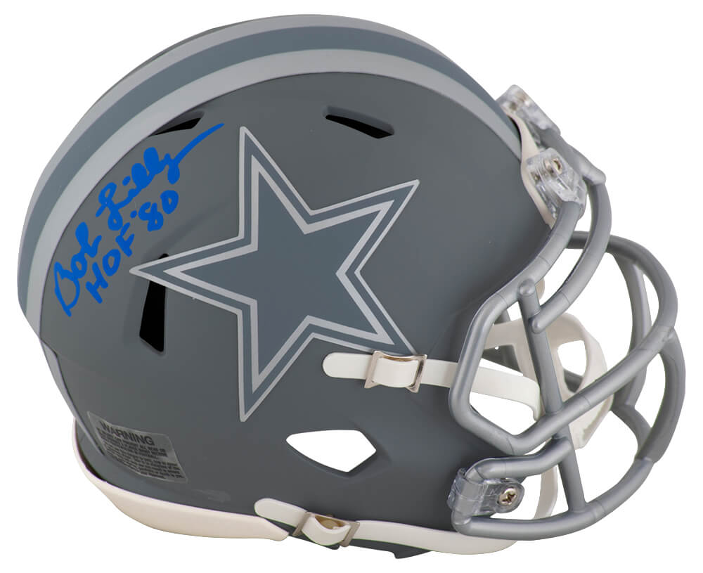 Bob Lilly Signed Dallas Cowboys SLATE Riddell Speed Mini Helmet w/HOF'80 - LILMIN312 - Bob Lilly Signed Dallas Cowboys SLATE Riddell Speed Mini Helmet w/HOF'80 product image