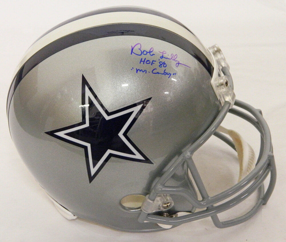 Bob Lilly Signed Dallas Cowboys Riddell Full Size Replica Helmet w/HOF 80, Mr Cowboy - LILREP300 - Bob Lilly Signed Dallas Cowboys Riddell Full Size Replica Helmet w/HOF 80, Mr Cowboy product image