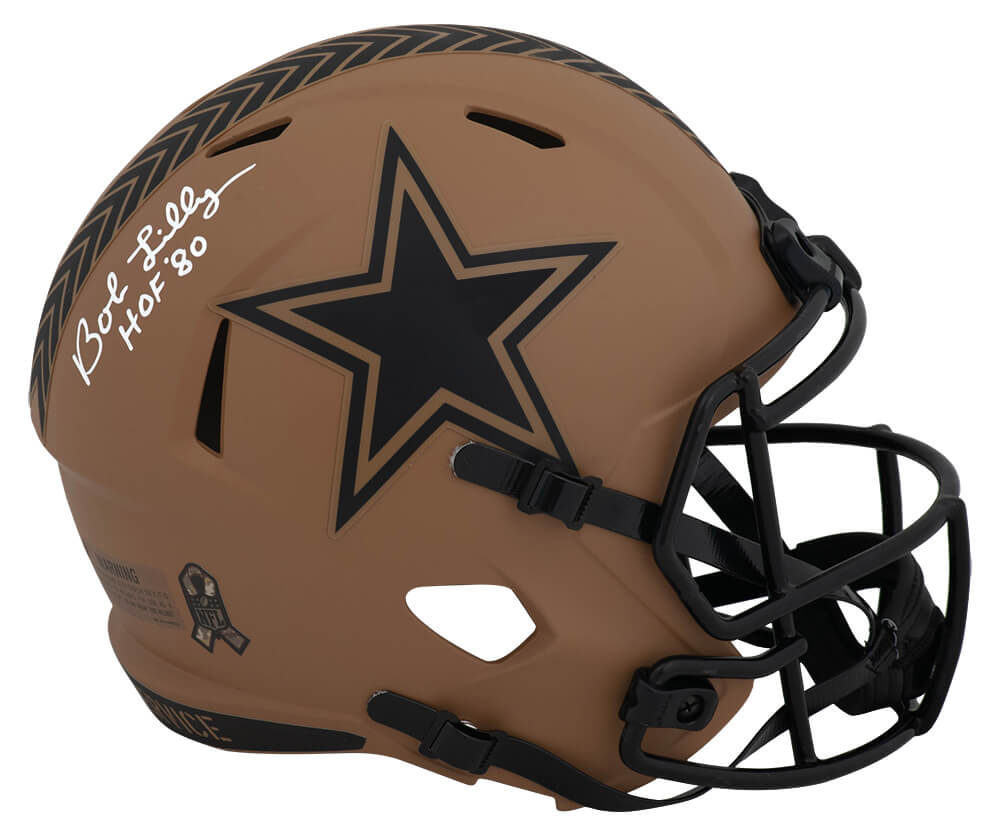 Bob Lilly Signed Dallas Cowboys SALUTE 2023 Riddell Full Size Speed Replica Helmet w/HOF'80 - LILREP312 - Bob Lilly Signed Dallas Cowboys SALUTE 2023 Riddell Full Size Speed Replica Helmet w/HOF'80 product image