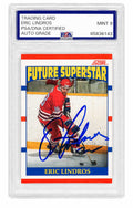 Eric Lindros Signed 1990 Score Future Superstar Rookie Hockey Card #440 - (PSA Encapsulated - Auto Grade 9) - LINCAR401 - Eric Lindros Signed 1990 Score Future Superstar Rookie Hockey Card #440 - (PSA Encapsulated - Auto Grade 9) product image
