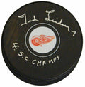 Ted Lindsay Signed Detroit Red Wings Logo Hockey Puck w/4 SC Champs - LINPUC401 - Ted Lindsay Signed Detroit Red Wings Logo Hockey Puck w/4 SC Champs product image